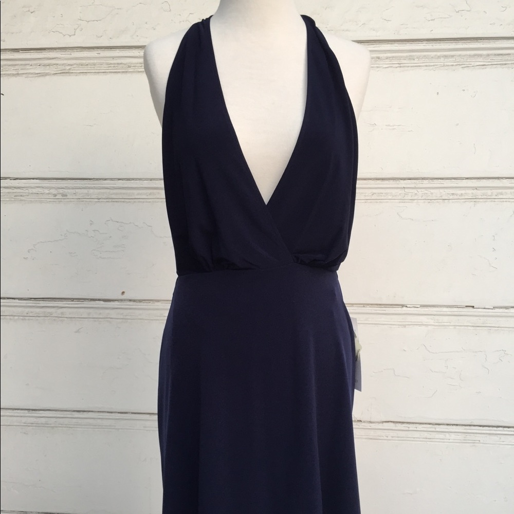 Navy Norma Kamali Halter Backless Dress Size Large